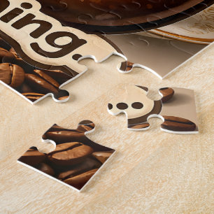 Puzzle Matin, drôle casse-tête de grain de café endormi i