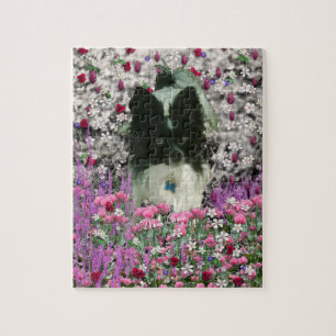 Puzzle Matisse en fleurs - blanches et chez chien noir de