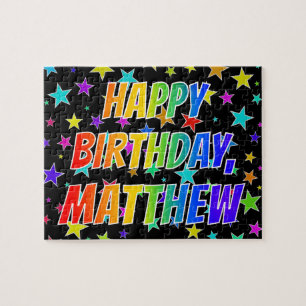 Puzzle "MATTHEW" Prénom, amusant "HEUREUX ANNIVERSAIRE"