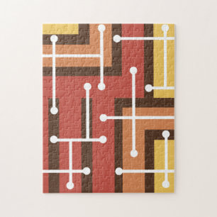 Puzzle Maze d'art géométrique rétro brûlé orange