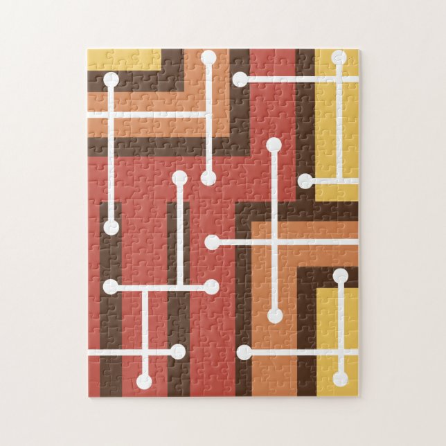 Puzzle Maze d'art géométrique rétro brûlé orange (Vertical)