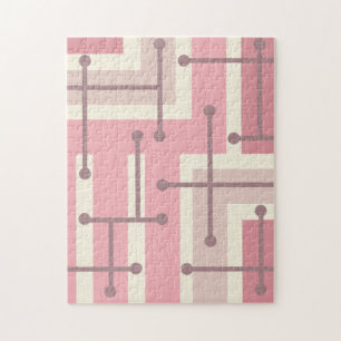 Puzzle Maze d'art géométrique rétro Vanille rose