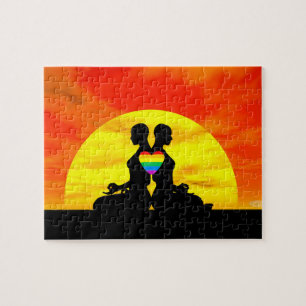 Puzzle Médaille d'amour gay sunset lesbienne