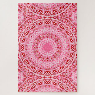 Puzzle Médaillon de kaléidoscope rose et rouge Mandala