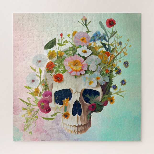 Puzzle médecin vintage anatomie crâne fleuriste (Vertical)