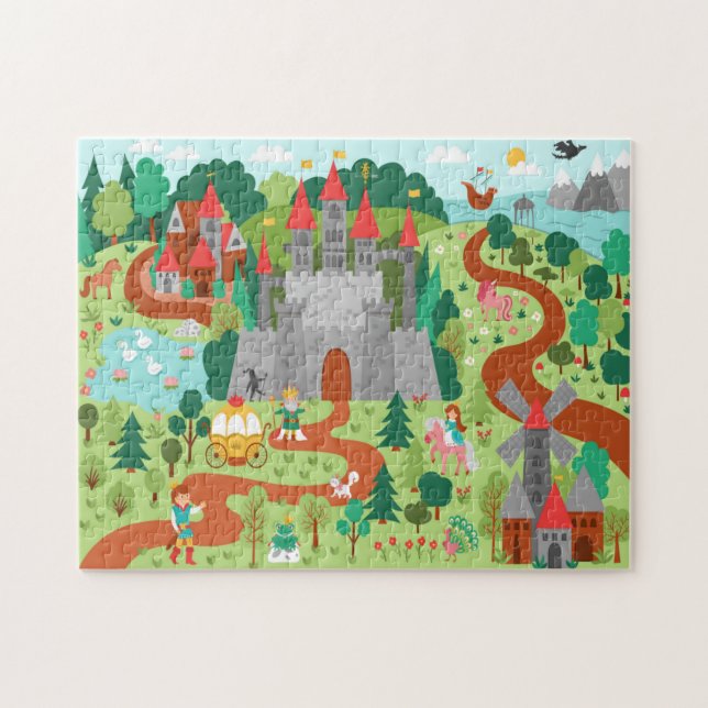 Puzzle Médiéval Fairytale Kingdom Imaginaire Château Enfa (Horizontal)