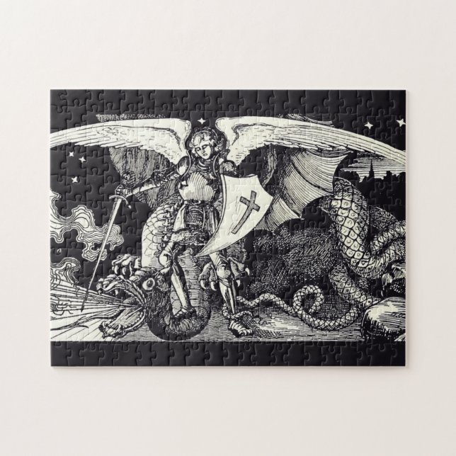 Puzzle Medieval Knight and Dragon (Horizontal)