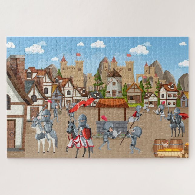 Puzzle Medieval Village Castle Knights  (Horizontal)