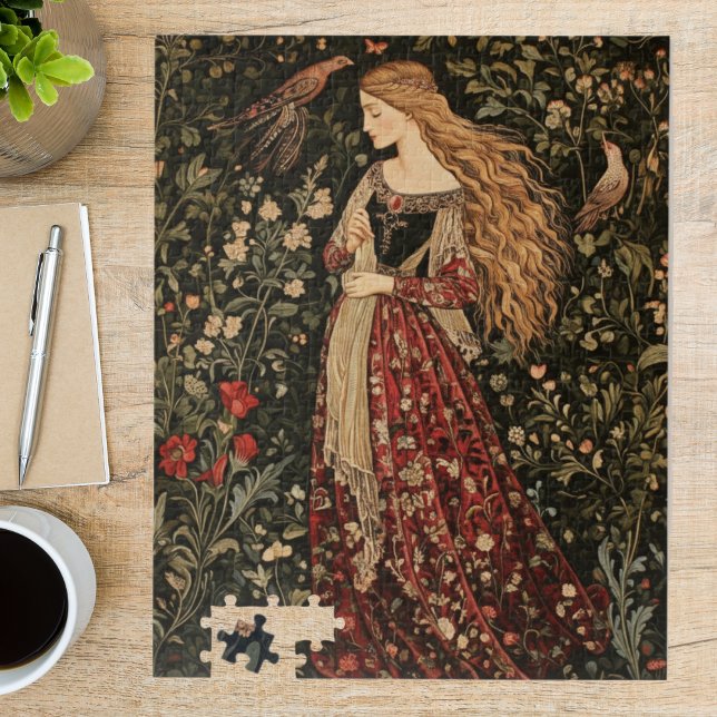 Puzzle Medieval Vintage Maiden Art Nouveau Floral (Créateur téléchargé)