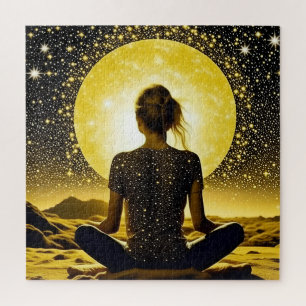 Puzzle Méditation féminine sous la lune céleste