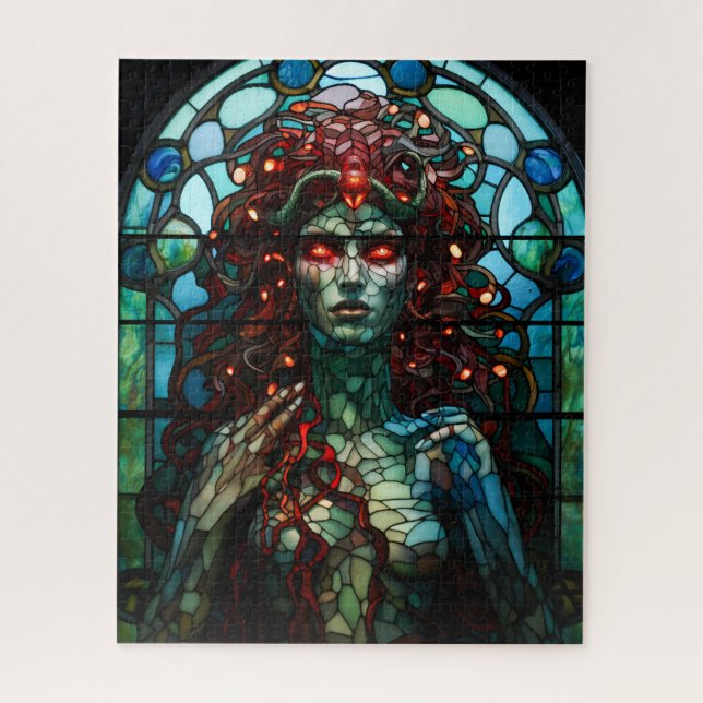 Puzzle Medusa - Fenêtre en verre tendu Style Tiffany (Vertical)