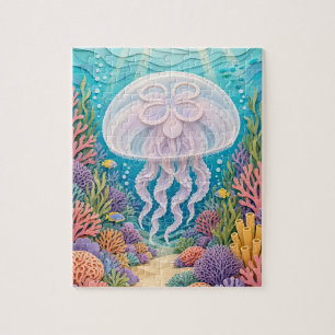 Puzzle Méduse Lunaire en Papier Découpé Récif de Corail P