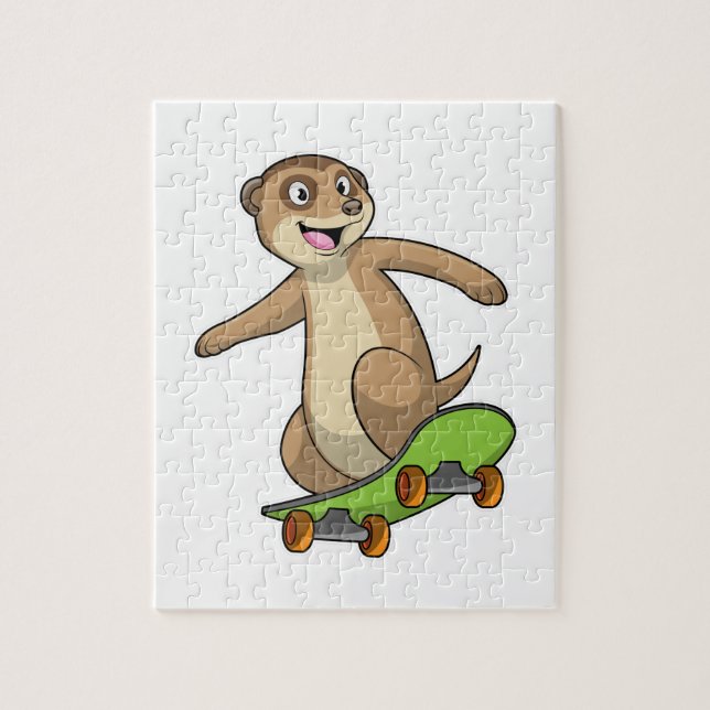 Puzzle Meerkat comme Patineur avec Skateboard (Vertical)