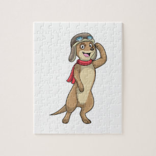 Puzzle Meerkat comme pilote avec casquette pilote