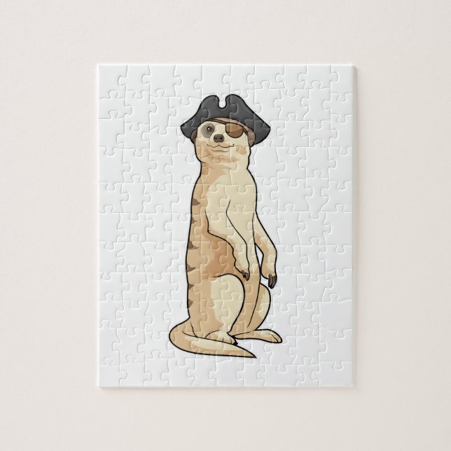 Puzzle Meerkat comme Pirate avec casquette pirate (Vertical)