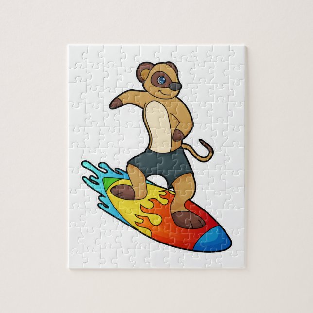 Puzzle Meerkat comme surfeur avec Surfer (Vertical)