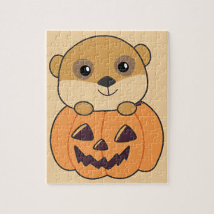 Puzzle Meerkat En Citrouille Mets Animaux Joyeux Hallowee