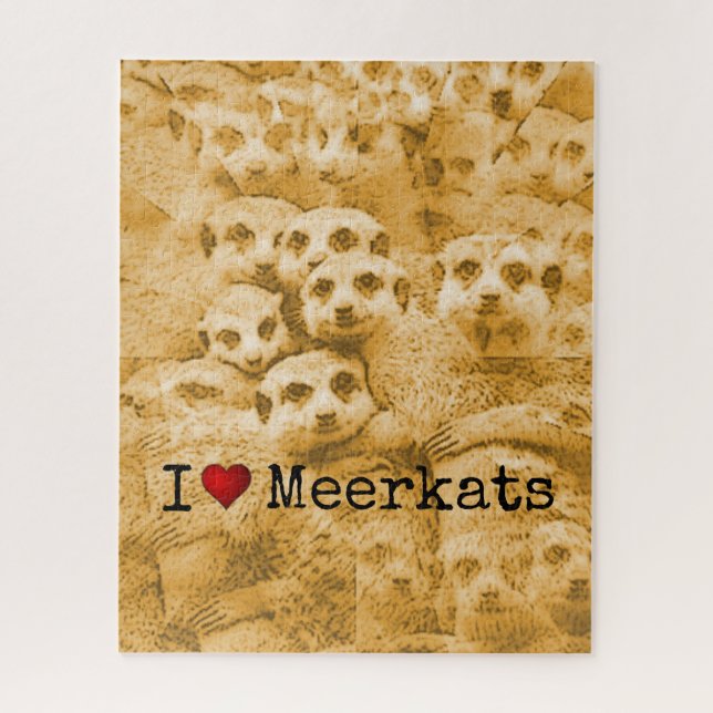 Puzzle Meerkat Love Wildlife Cute Glitch Art Typographie (Vertical)