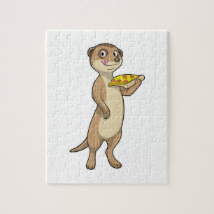 Puzzle Meerkat with pizza