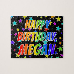 Puzzle "MEGAN" Prénom, amusant "HEUREUX ANNIVERSAIRE"