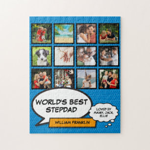 Puzzle Meilleur beau-père, beau-père 12 Photo Bleu Fun Co