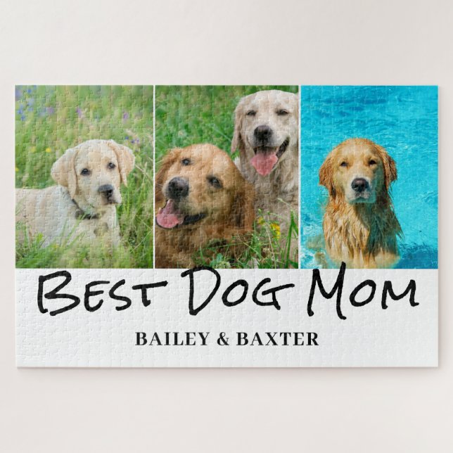 Puzzle Meilleur Chien Maman Photo Nom du collage (Horizontal)