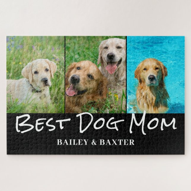 Puzzle Meilleur Chien Maman Photo Nom du collage (Horizontal)