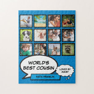 Puzzle Meilleur cousin 12 collage photo bleu fun bande de