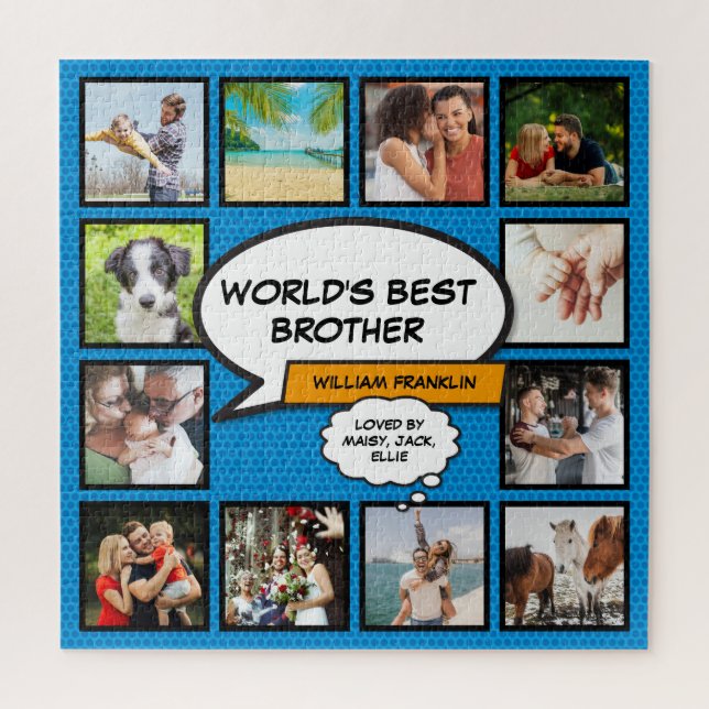 Puzzle Meilleur Frère du Monde 12 Bande Dessinée Fun Blue (Vertical)