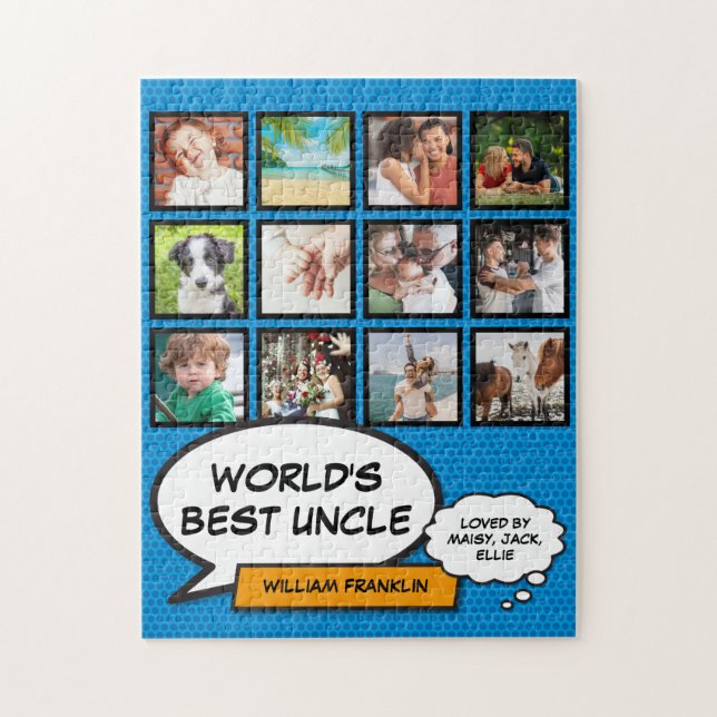 Puzzle Meilleur Oncle 12 Photo Bleu Fun Bande Dessinée Mo (Vertical)