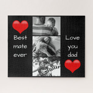 Puzzle Meilleur papa 3 photos sur mesure texte amour coeu