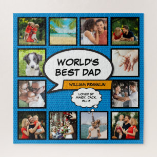 Puzzle Meilleur Papa du Monde Collage Photo Comique et Am