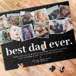 Puzzle Meilleur papa Jamais Fête des pères Photo Collage<br><div class="desc">Puzzle de fête des pères moderne avec un collage photo de 12 photos de famille que vous pouvez remplacer par votre propre,  le dicton "meilleur père jamais.",  une note de remerciement personnalisée,  un coeur rouge mignon,  et vos noms d'enfants.</div>
