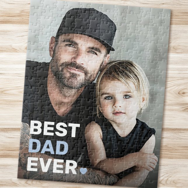Puzzle Meilleur papa jamais photo coeur fête des pères (Best dad ever photo heart fathers day jigsaw puzzle)