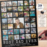 Puzzle MEILLEUR PAPA JAMAIS Photo Collage Nom noir<br><div class="desc">Un grand cadeau pour le BEST DAD EVER qui aime les puzzles. Cela créera de merveilleux souvenirs chaque fois qu'il sera assemblé. Personnalisez ce puzzle de collage photo avec son nom et votre message (ou changez n'importe quel texte pour répondre à vos besoins). Téléchargez facilement 39 de vos souvenirs photo...</div>