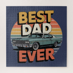 Puzzle Meilleur Papa Retro Vintage Muscle Car Sarcelle