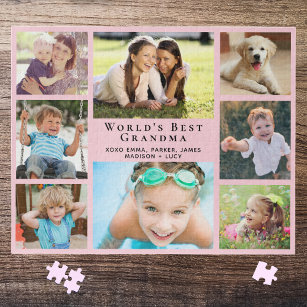 Puzzle Meilleure grand-mère 8 photo Collage rose