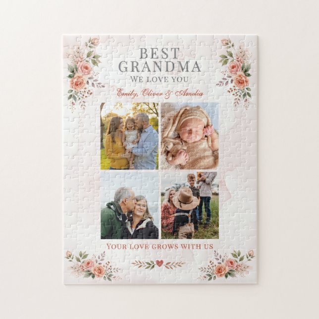 Puzzle Meilleure Grand-mère Nous Vous Aimons Collage Phot (Vertical)