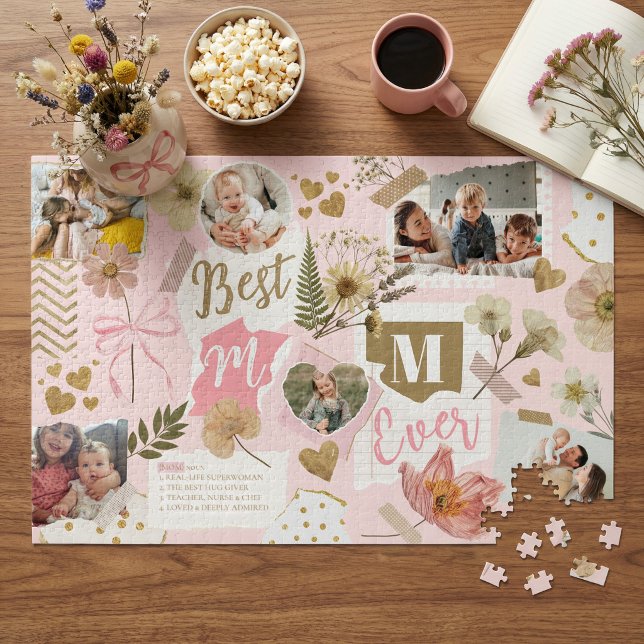Puzzle Meilleure Maman du Monde Scrapbook de la Fête des  (Best Mom Ever Mother's Day Scrapbook Photo Collage Jigsaw Puzzle)