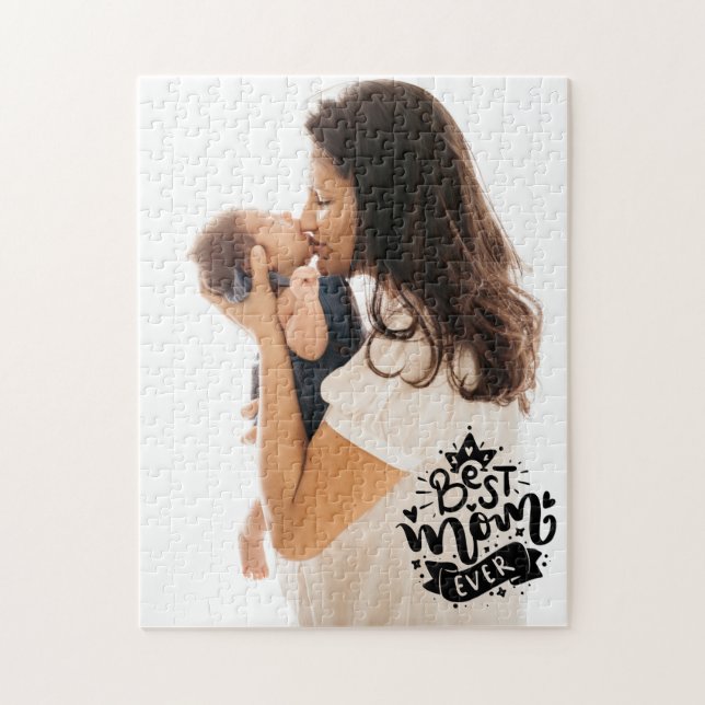 Puzzle Meilleure Maman Ever Lettrage Noir Photo Cadeau de (Vertical)