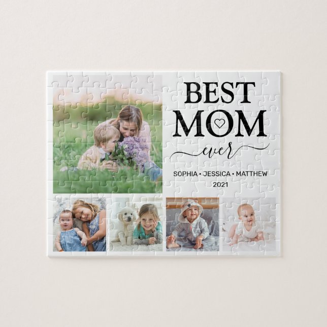 Puzzle Meilleure Maman Jamais Famille Photo Collage Jigsa (Horizontal)