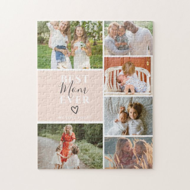 Puzzle Meilleure maman jamais script 6 photo collage gril (Vertical)