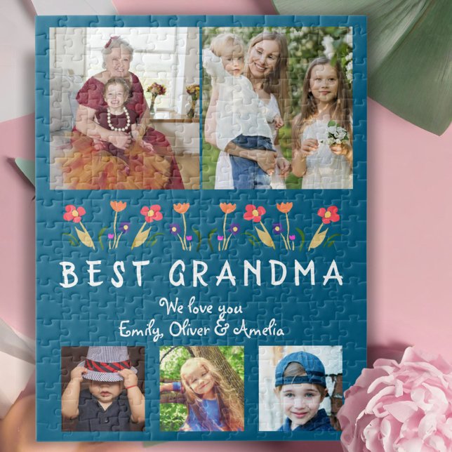 Puzzle Meilleures fleurs de grand-mère Floral Photo de fa (Créateur téléchargé)