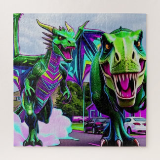 Puzzle Meilleurs amis - Dragon et dinosaure en promenade