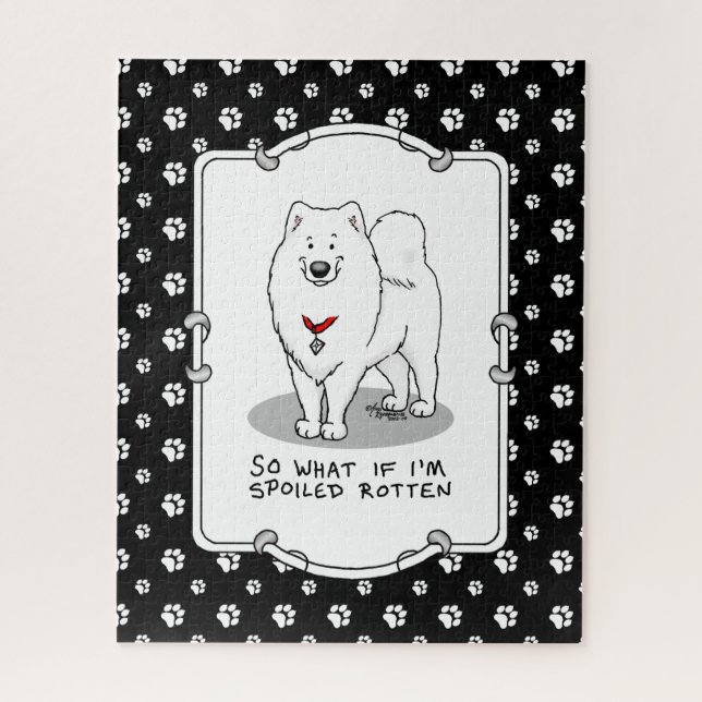 Puzzle Mélange Dog Samoyé Dog Mignonne Attitude drôle (Vertical)