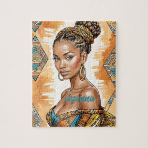 Puzzle Melanin Woman avec brides - African Print