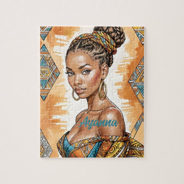 Puzzle Melanin Woman avec brides - African Print (Vertical)