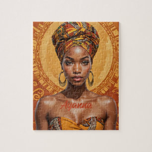 Puzzle Melanin Woman with Headwrap - African Print