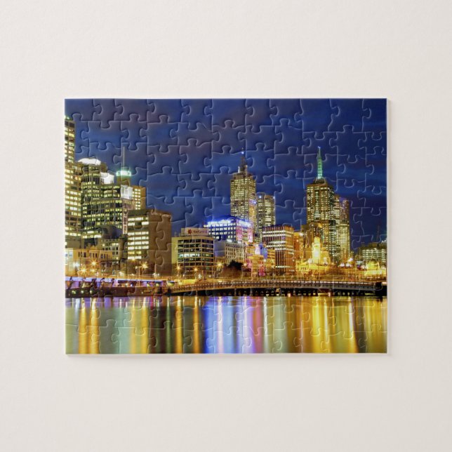 Puzzle Melbourne, Australie. Une vue nocturne sur les 2 (Horizontal)