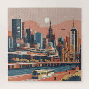 Puzzle Melbourne poster vintage